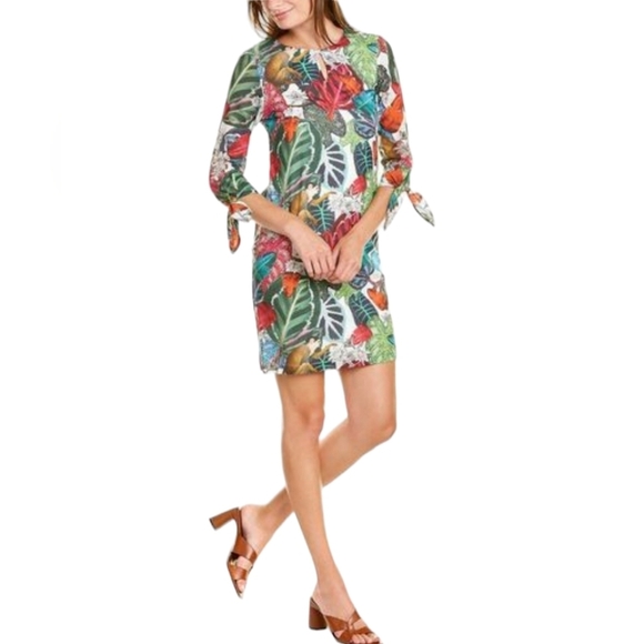 Vilagallo Tropical Floral Monkey Print Shift Dress Women's Size EU 42 Large - Picture 1 of 12